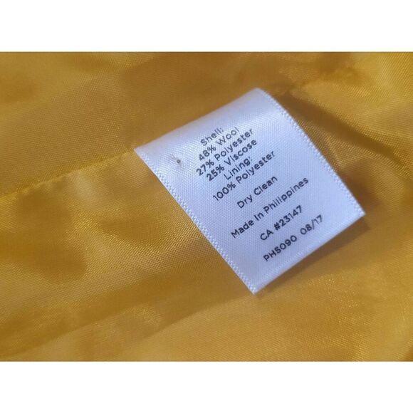 Talbots Jacket Women's 8 Yellow Ruffle Trim Shetland Herringbone Wool Blend - Picture 5 of 7